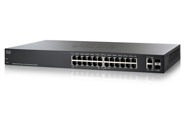 Cisco SF200E-24P 10 100 Smart Switch + 2 Combo GB SFP Ports & POE