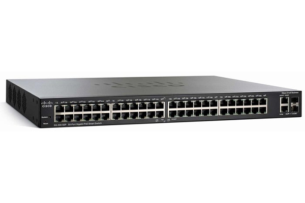 Cisco 48-port 10 100 Smart Switch + 2 Combo GB SFP Ports SF200E-48