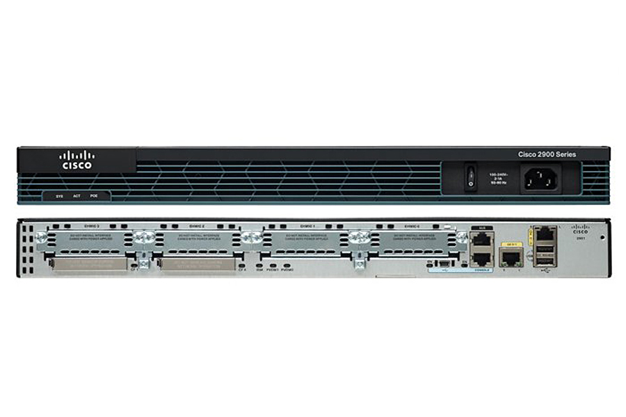 Cisco 2901 w/2 GE,4 EHWIC,2 DSP,256MB CF,512MB DRAM,IP Base CISCO2901/K9