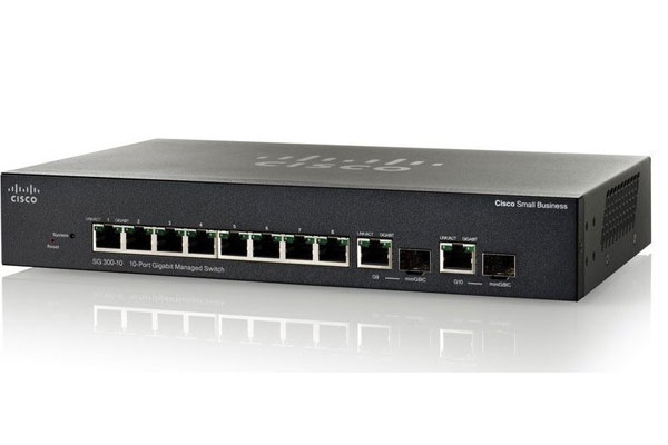 Cisco 8-port Gigabit PoE+ (support 60W PoE Port) with 62W power budget - SG350-10P-K9 