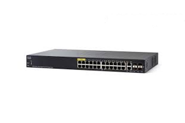 24-Port 10/100 PoE+ Switch with 375W power budget - SF350-24MP