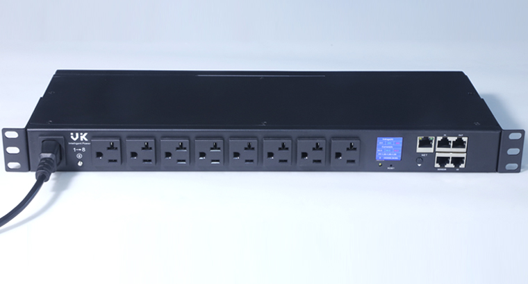 VK Easy Rack PDU, Có công tắc, 1U, 1 Pha, 10A, 8xNEMA5-15R, đầu vào IEC60320 C14